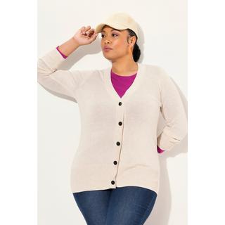 Ulla Popken  Strickjacke, V-Ausschnitt, Knopfleiste, Feinstrick 