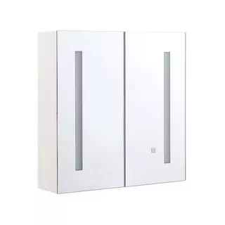 Armadietto da bagno con specchio e luci LED 60 x 60 cm CHABUNCO