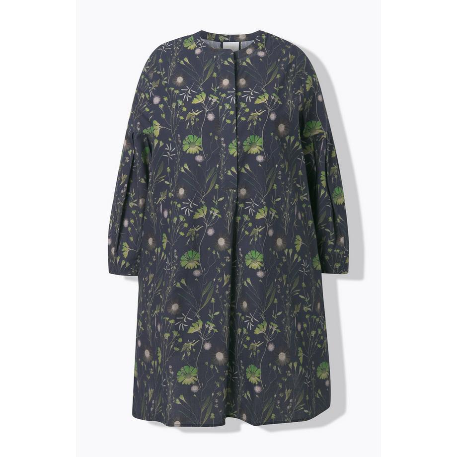 Ulla Popken A-Linie Long-Tunika Rundhals Langarm Biobaumwolle  