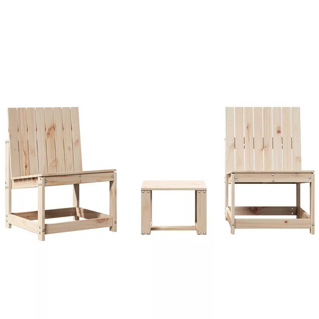 Set Salotto Da Giardino 3 Pz In Legno Massello Di Pino - Vidaxl