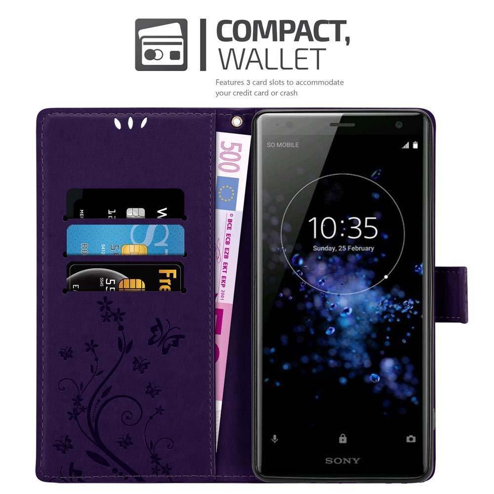 Cadorabo  Housse compatible avec Sony Xperia XZ2 - Coque de protection au design floral avec fermeture magnétique, fonction de support et emplacements pour cartes 