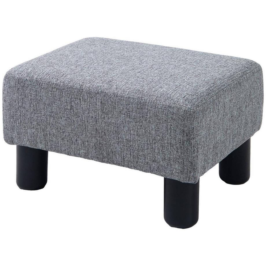 Fußhocker, Sitzhocker, Rechteckiger Ottoman, Fußstütze Aus Leinen, Polsterhocker Bis 150 Kg Belastbar, Für Wohnzimmer, Flur, Grau