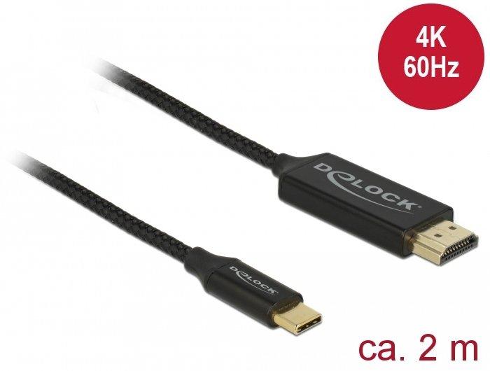 DeLock  DeLOCK 84905 câble vidéo et adaptateur 2 m USB Type-C HDMI Type A (Standard) Noir 