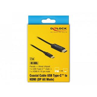 DeLock  DeLOCK 84905 câble vidéo et adaptateur 2 m USB Type-C HDMI Type A (Standard) Noir 