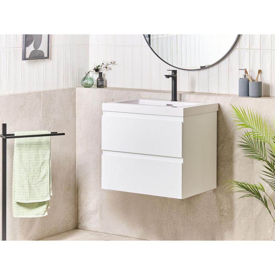 Beliani Wandmontierter Waschtischunterschrank mit Waschbecken aus MDF-Platte Modern CARDIEL  