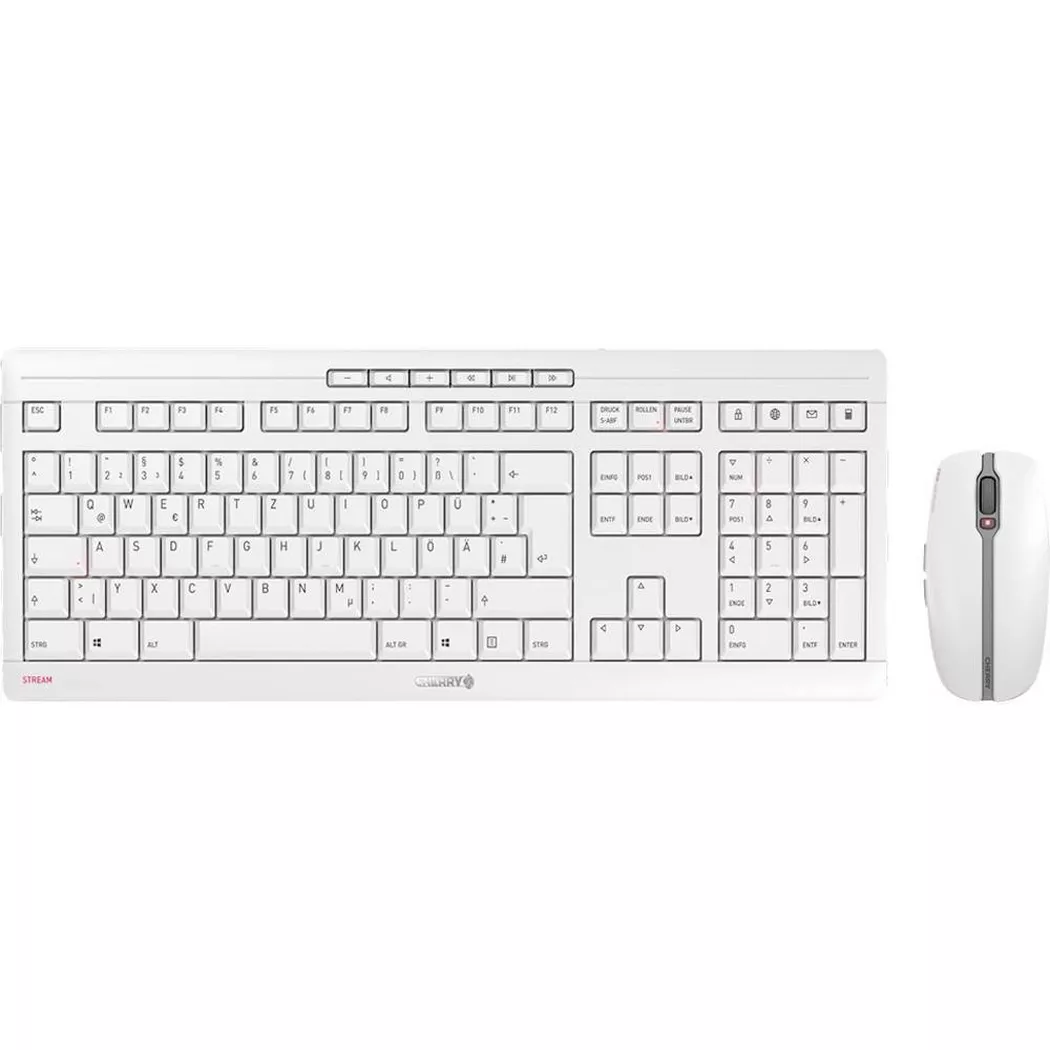 CHERRY Stream Desktop keyboard Mouse included Office RF Wireless QWERTZ German White