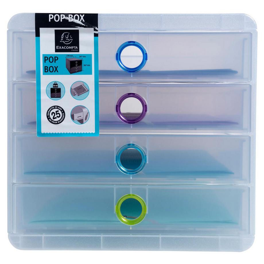 Exacompta Module de classement Pop-Box 4 tiroirs Chromaline  