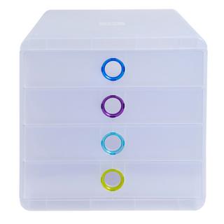 Exacompta CHROMALINE Schubladenbox mit 4 Schubfächern, POP-BOX, für Dokumente A4+  