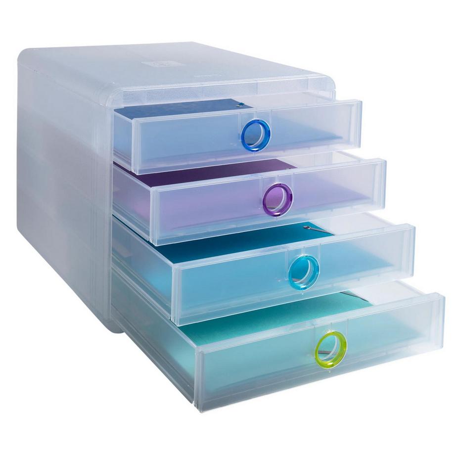 Exacompta Module de classement Pop-Box 4 tiroirs Chromaline  