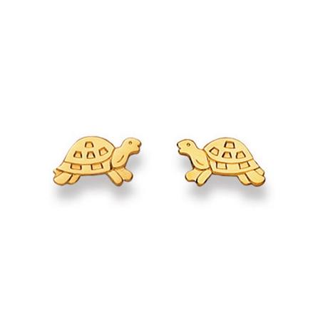 MUAU Schmuck  Ohrstecker Schildkröte Gelbgold 750, 6x10mm 