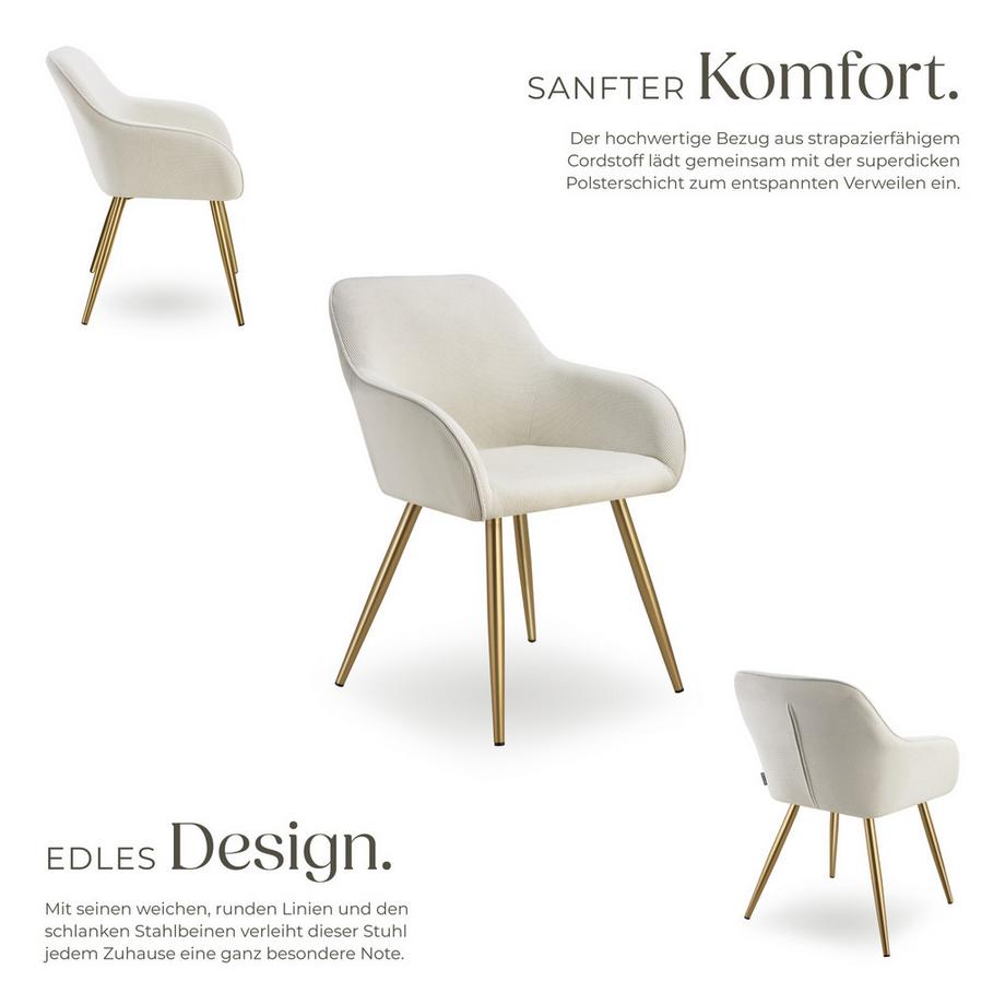 Tectake Chaise de salle à manger MARILYN rembourrée en velours côtelé  