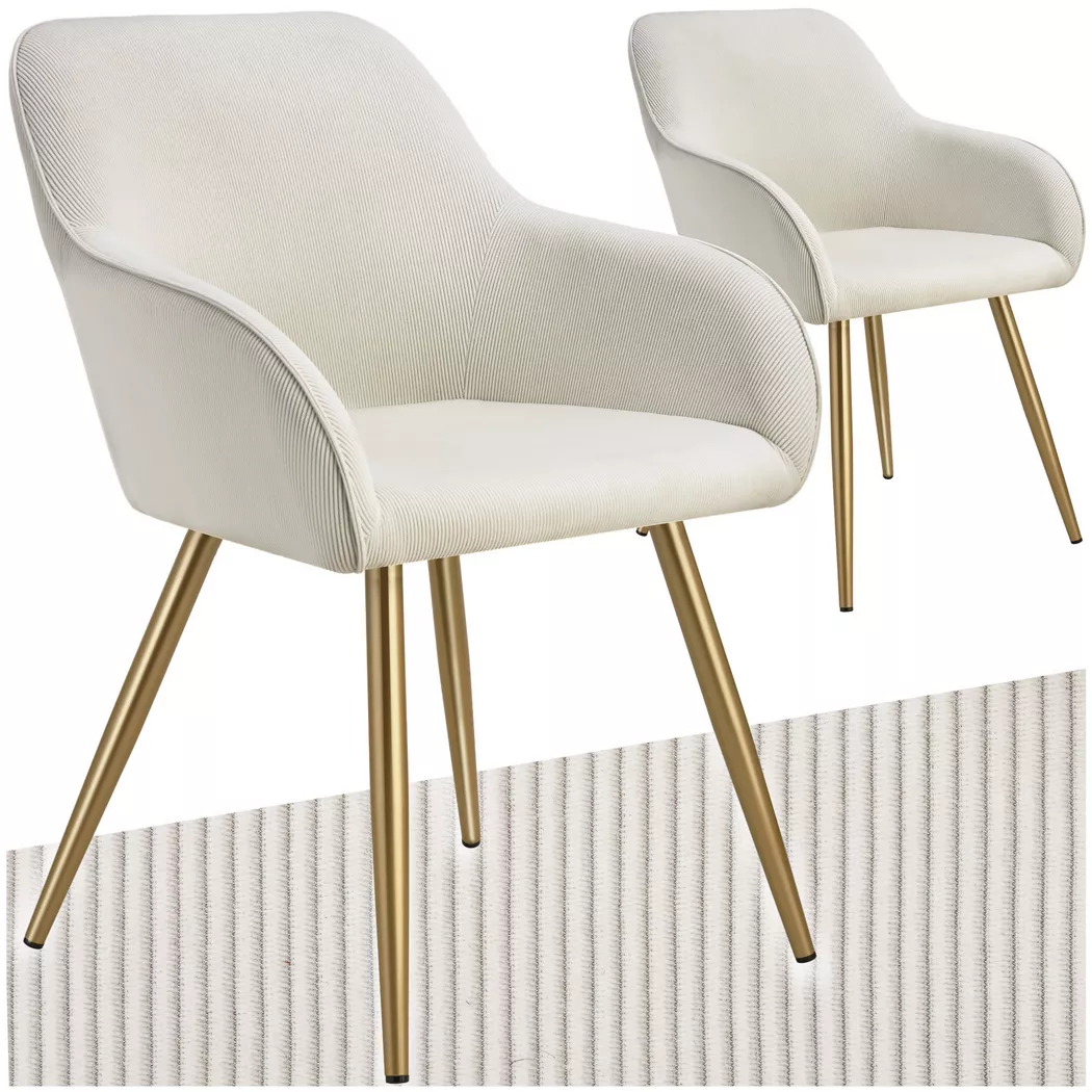 Lot 2 chaises élégantes aspect corde avec forme ergonomique crème/doré