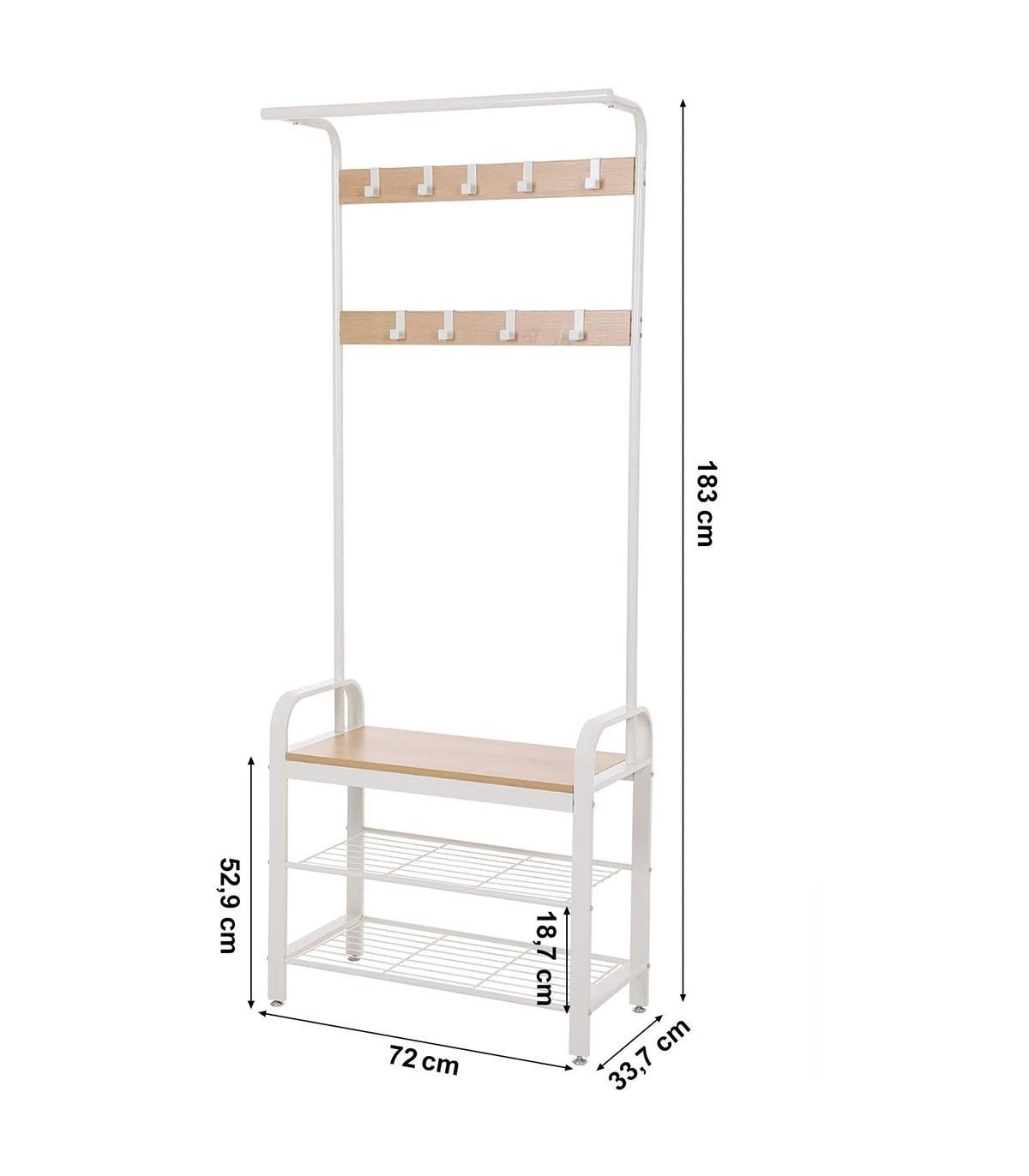 Calicosy Porte-manteau avec étagères à chaussures et crochets amovibles  