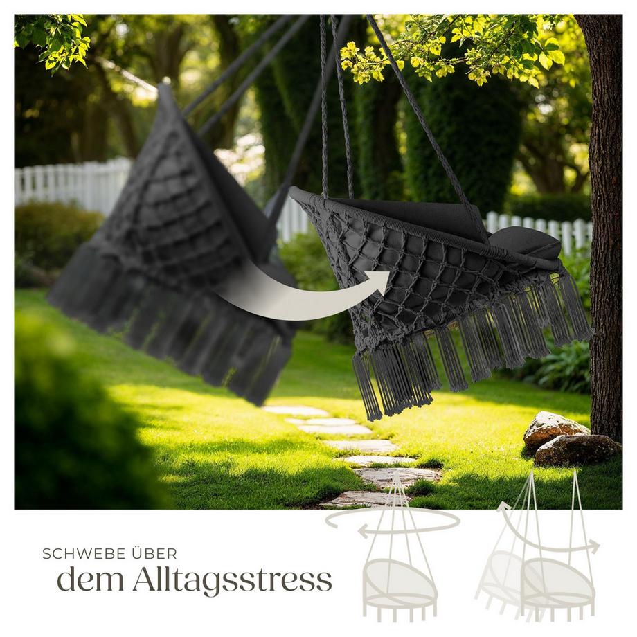 Tectake Fauteuil suspendu GRAZIA avec rembourrage épais de l'assise et du dossier pour un maximum de confort  