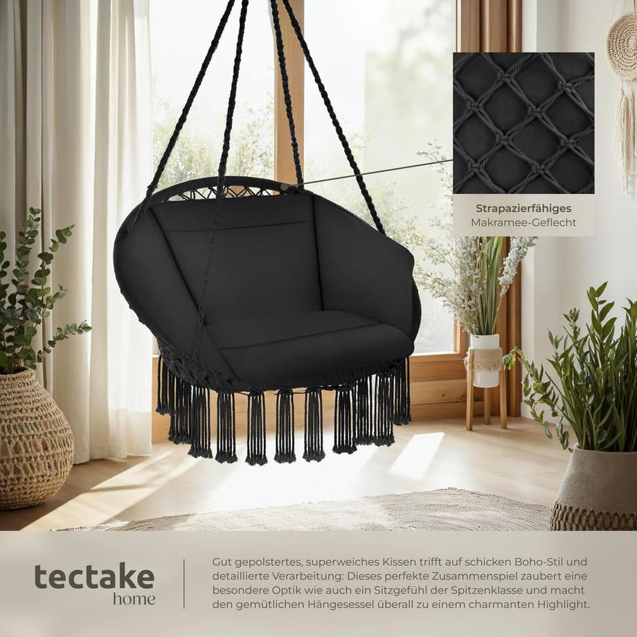 Tectake Fauteuil suspendu GRAZIA avec rembourrage épais de l'assise et du dossier pour un maximum de confort  