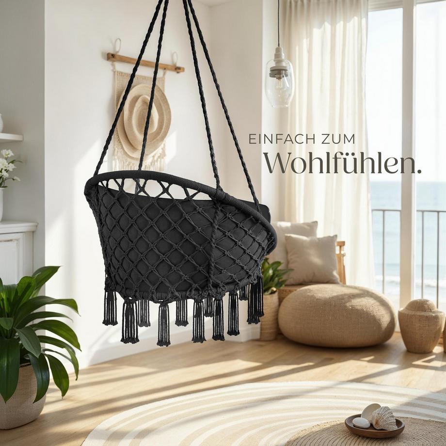 Tectake Fauteuil suspendu GRAZIA avec rembourrage épais de l'assise et du dossier pour un maximum de confort  