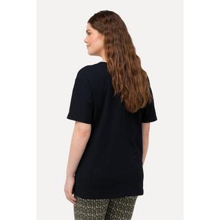 Ulla Popken  T-shirt con cuciture decorative, scollo a V, mezze maniche e cotone biologico 