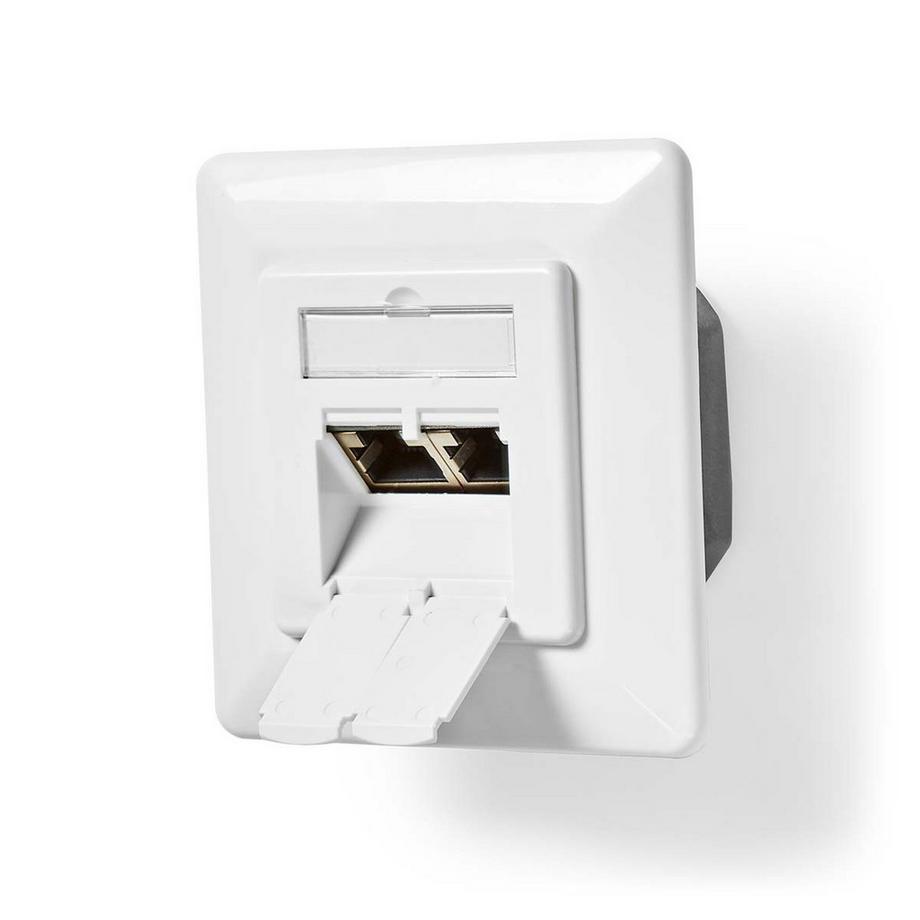 Nedis  Netzwerk-Wanddose | Unterputz | 2-Port-Anschluss/e | CAT6 | Gerade | Buchse | Vergoldet | PVC | Weiß | Boxen 