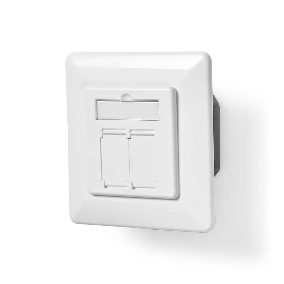 Nedis  Netzwerk-Wanddose | Unterputz | 2-Port-Anschluss/e | CAT6 | Gerade | Buchse | Vergoldet | PVC | Weiß | Boxen 