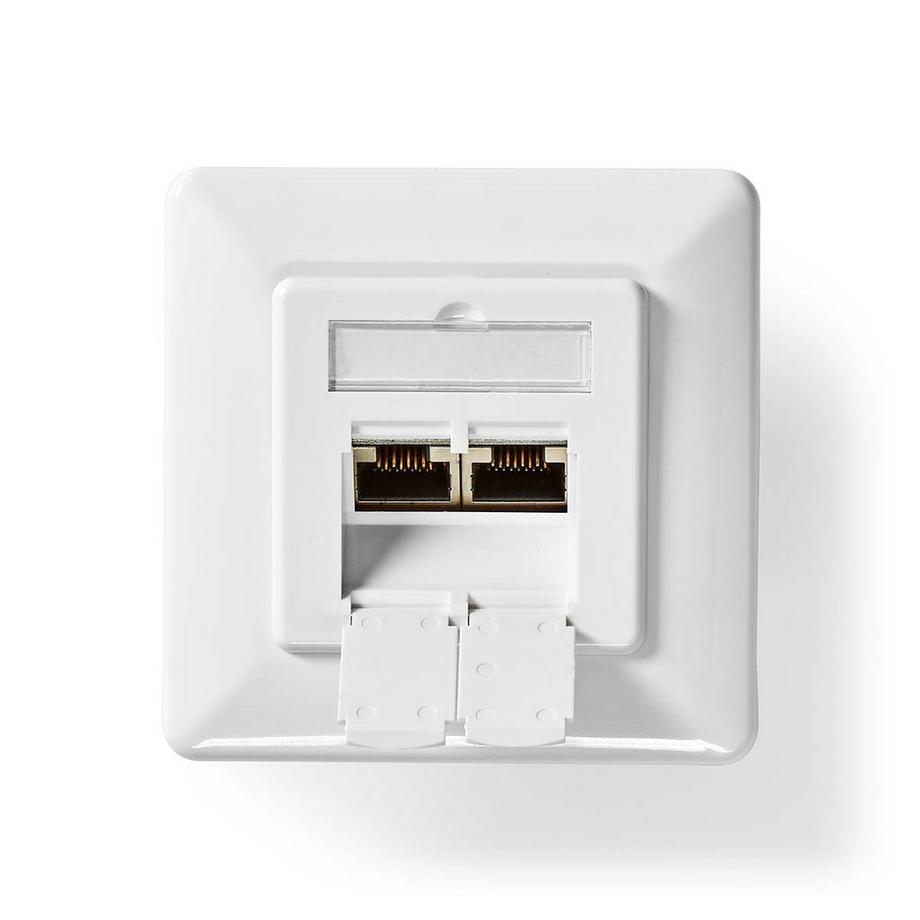 Nedis  Netzwerk-Wanddose | Unterputz | 2-Port-Anschluss/e | CAT6 | Gerade | Buchse | Vergoldet | PVC | Weiß | Boxen 