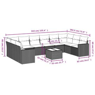 VidaXL Ensemble de canapés de jardin rotin synthétique  