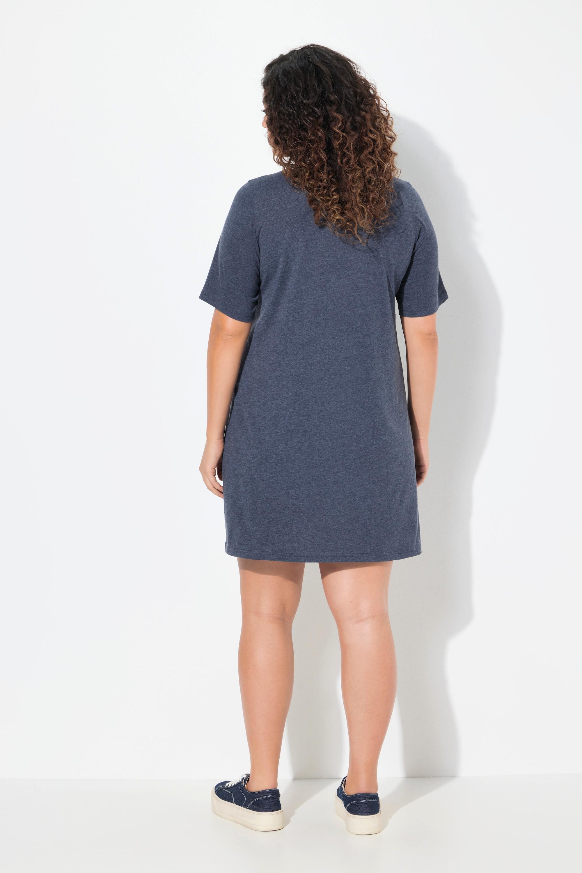 Ulla Popken Abito in jersey limoni linea A scollo a V maniche corte  