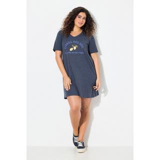 Ulla Popken Abito in jersey limoni linea A scollo a V maniche corte  