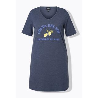 Ulla Popken Abito in jersey limoni linea A scollo a V maniche corte  