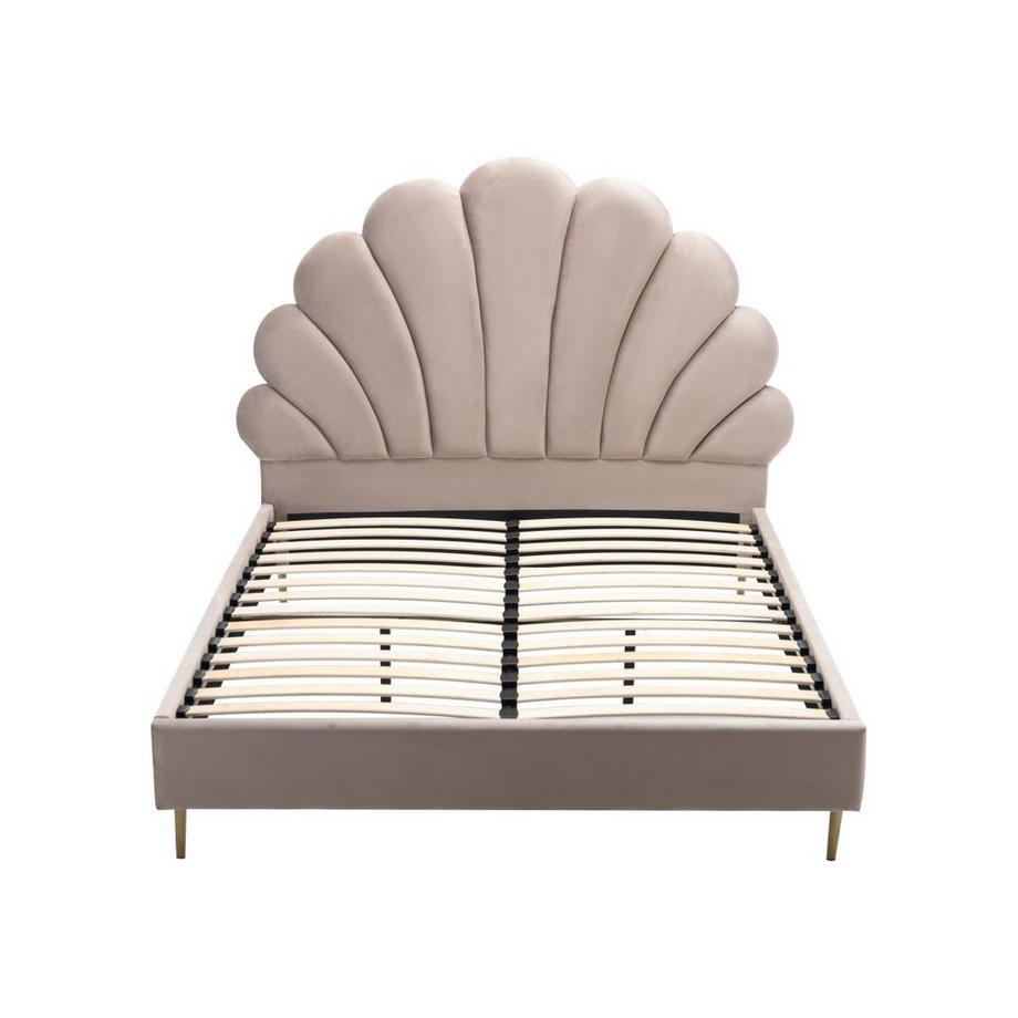 Vente-unique Letto conchiglia 140 x 190 cm Velluto Beige - LIVAYA  
