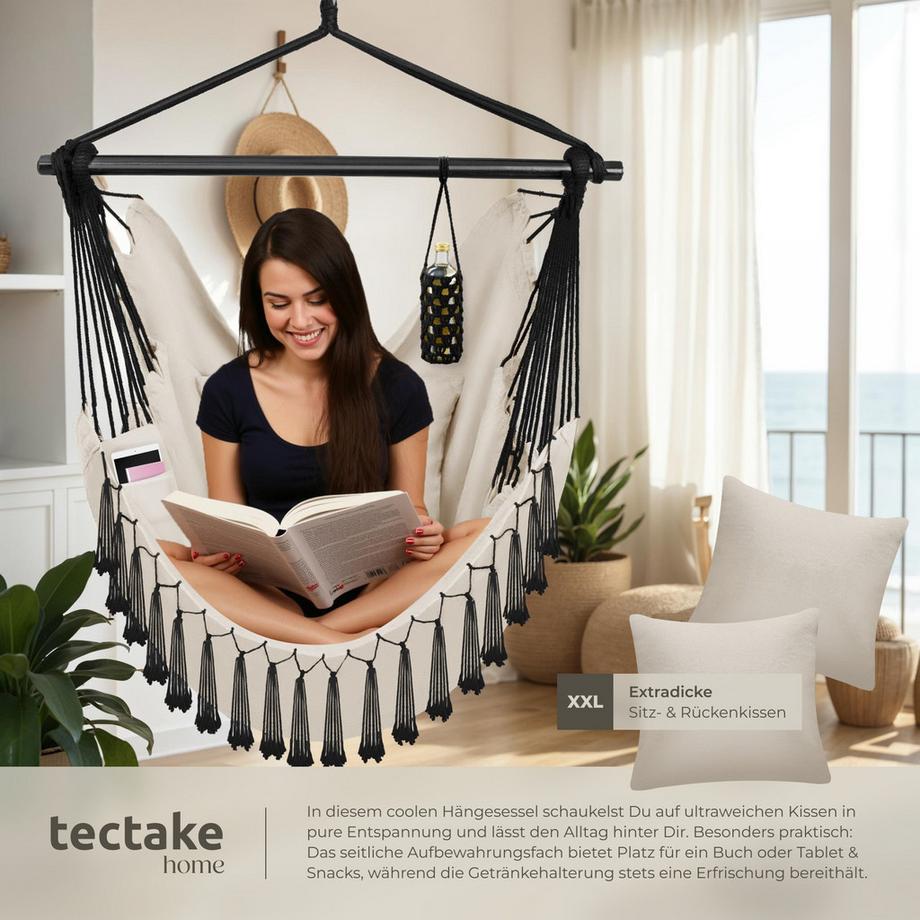 Tectake Poltrona sospesa Malika cuscini seduta e schienale extra spessi  