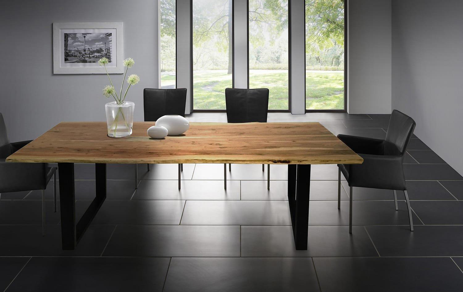 mutoni Table à manger bois massif acacia acier 120x80  