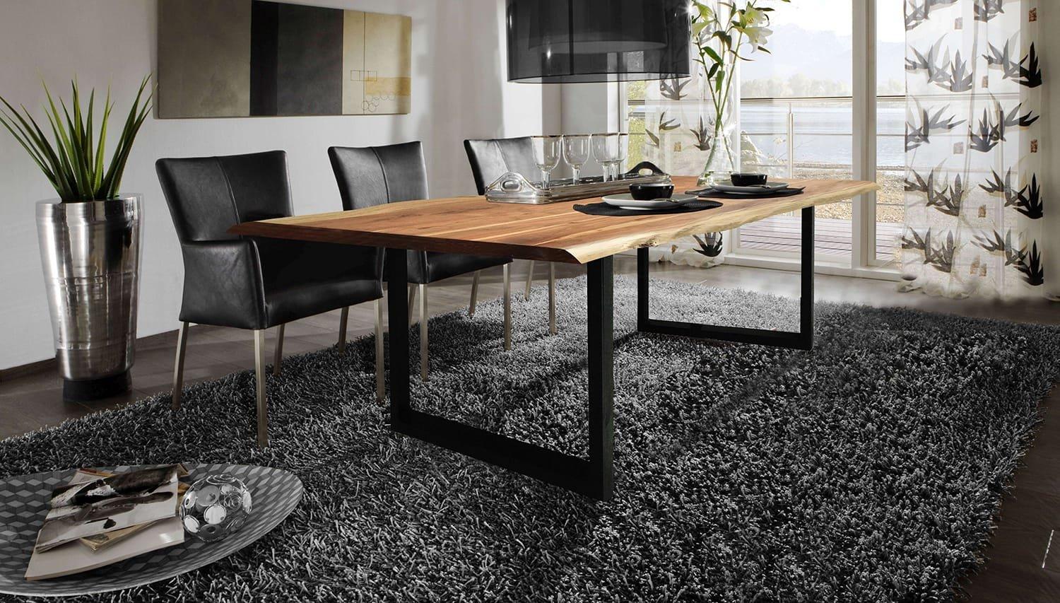 mutoni Table à manger bois massif acacia acier 120x80  