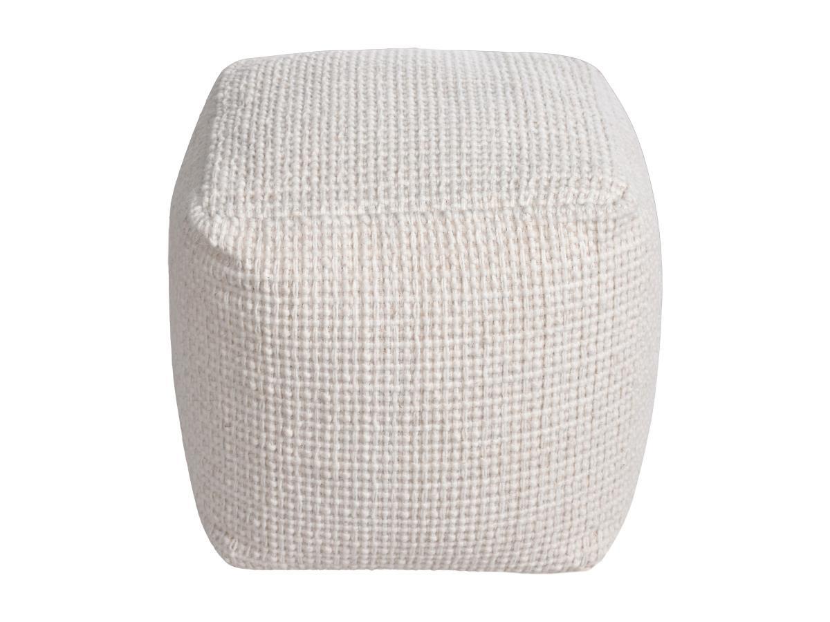 Vente-unique Pouf carré en laine ivoire LABERDEN  