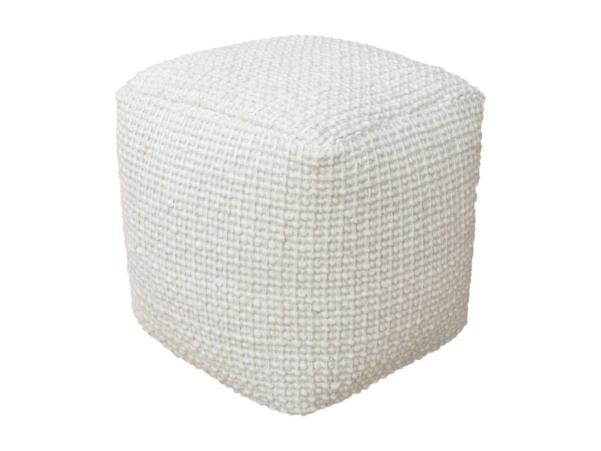 Vente-unique Pouf carré en laine ivoire LABERDEN  