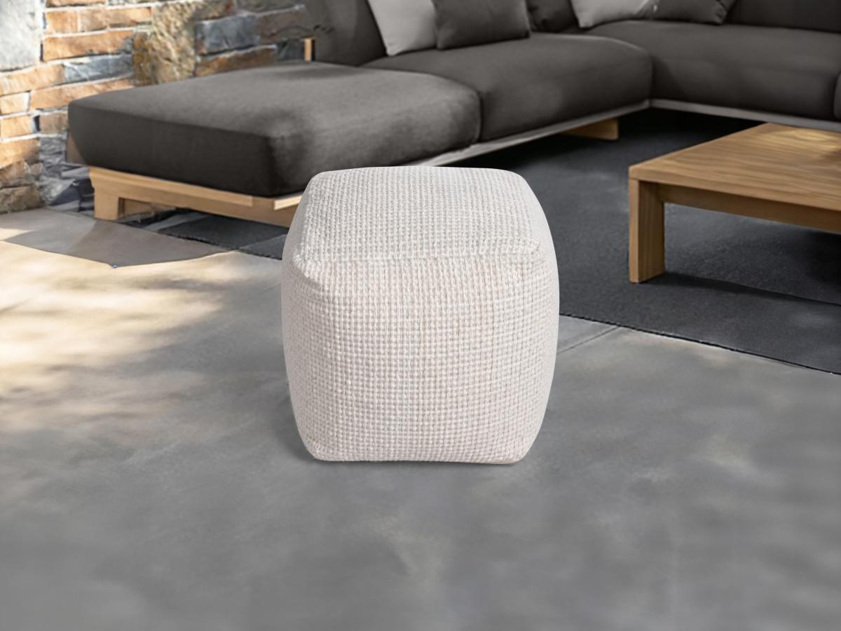 Vente-unique Pouf carré en laine ivoire LABERDEN  