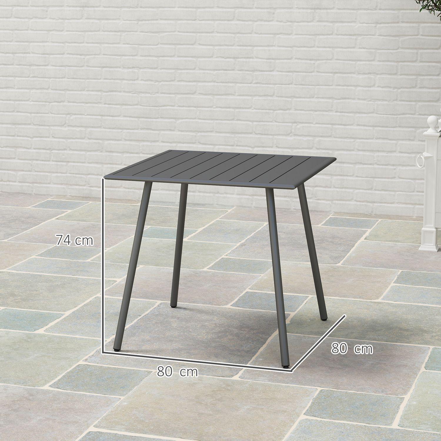 Northio Table de jardin en acier 80 x 80 x 74 cm, table buffet résistante aux intempéries avec cadre en acier, table de camping antidérapante pour 4 personnes, table de balcon, table de terrasse, table de salle à manger d'extérieur pour jardin, terrasse, balcon,  