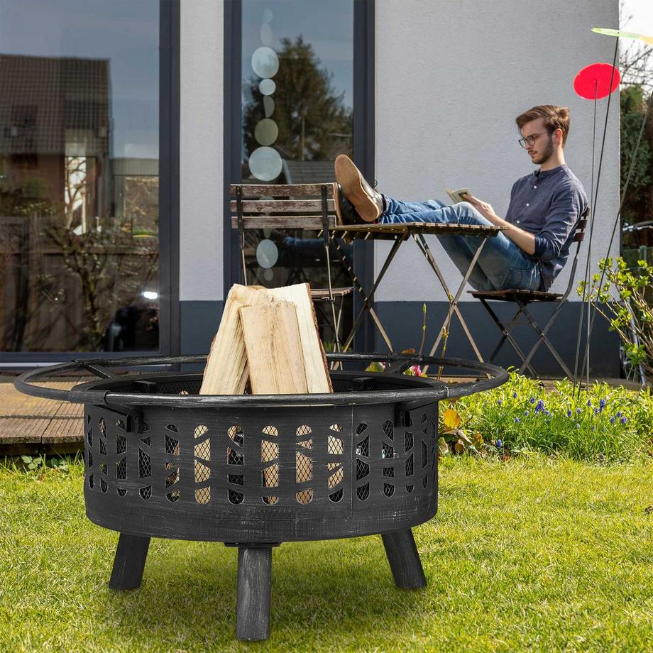 Northix Braciere con protezione antiscintille e griglia  