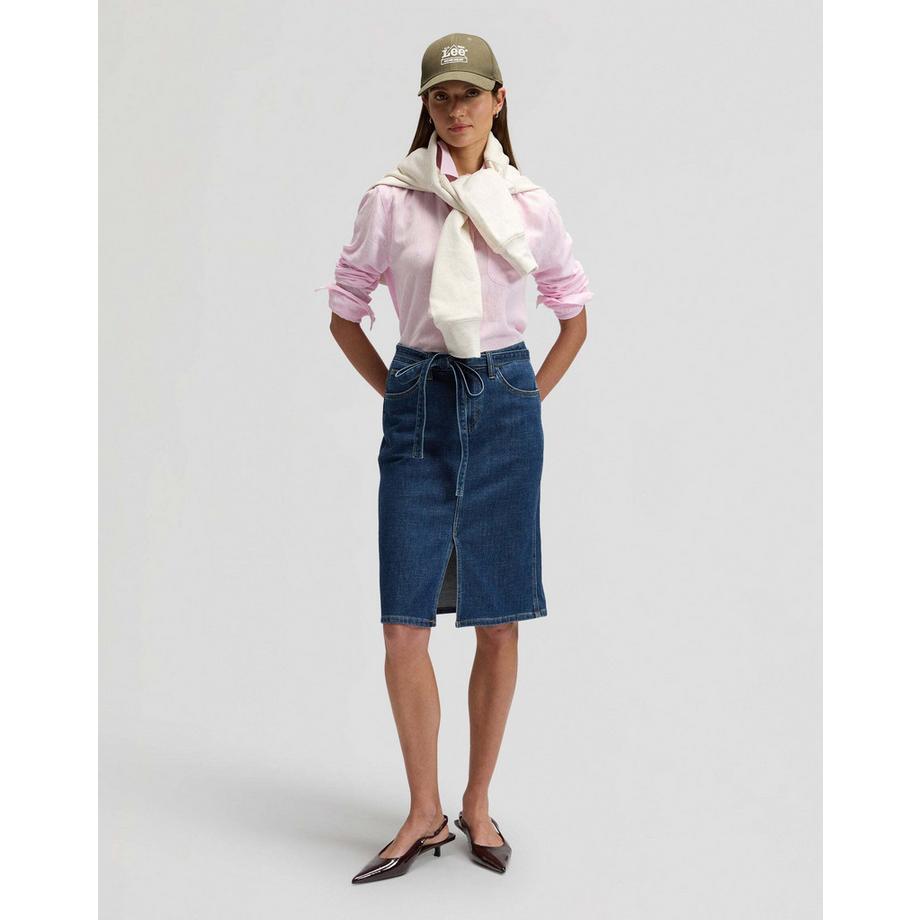 Lee Gonna in denim Midi con fiocco  