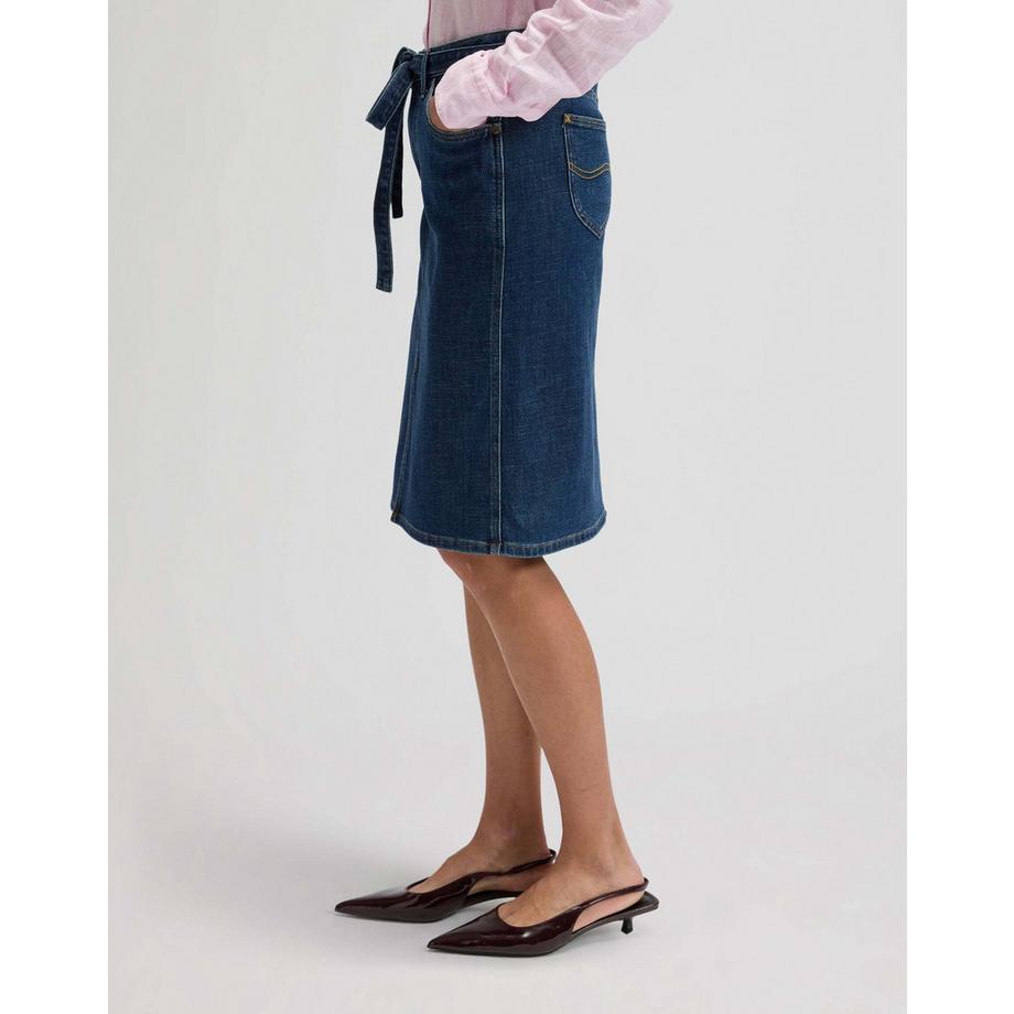 Lee Gonna in denim Midi con fiocco  