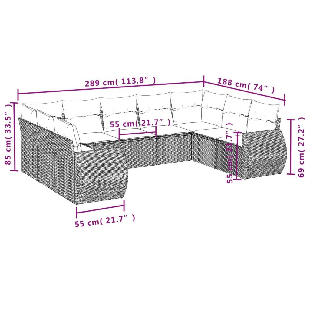 VidaXL set divano da giardino Polirattan  