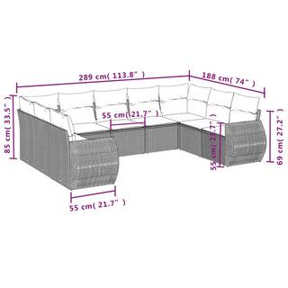 VidaXL set divano da giardino Polirattan  