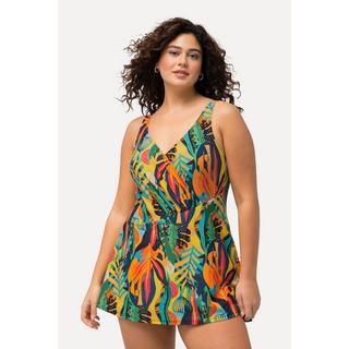 Ulla Popken  Robe de bain à imprimé jungle, bonnets souples. Style cache-cœur 