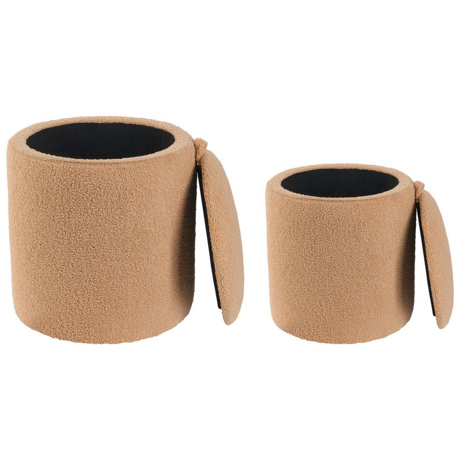 Beliani Lot de 2 poufs avec rangement en Bouclé Scandinave BEREA  