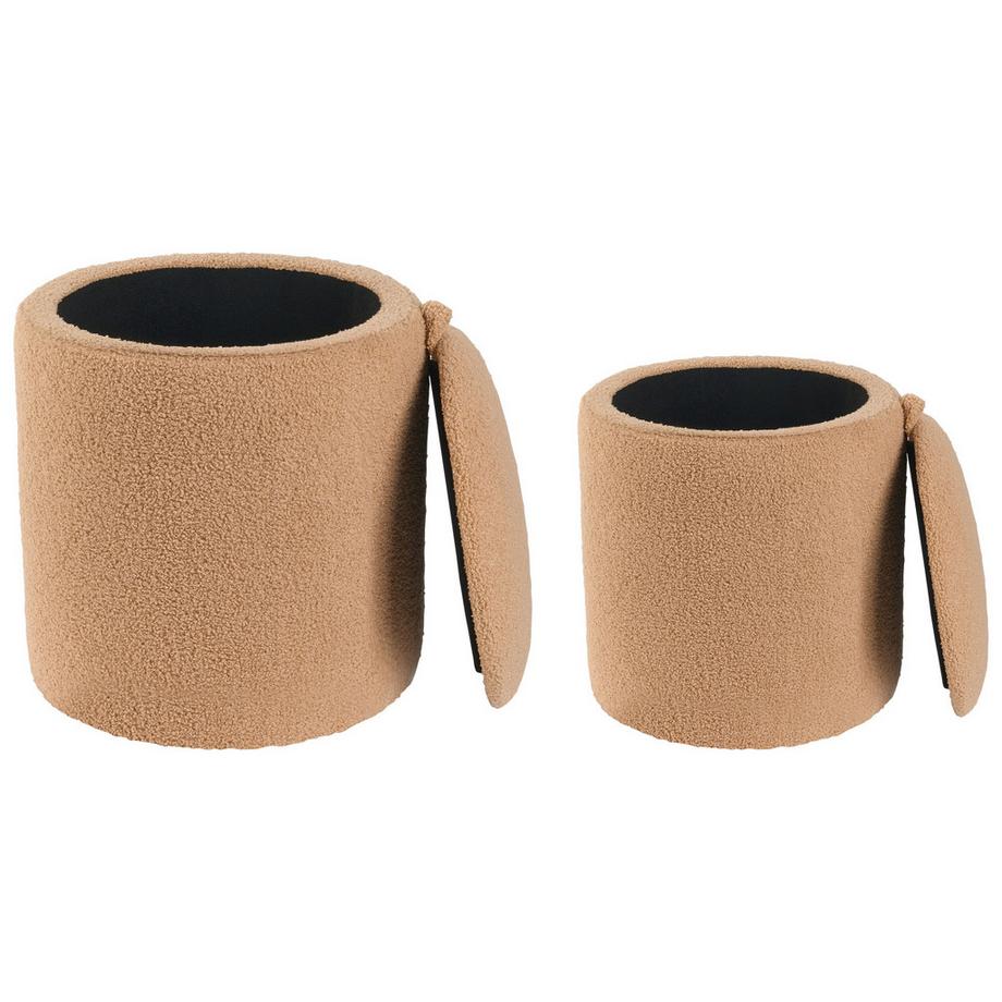 Beliani Lot de 2 poufs avec rangement en Bouclé Scandinave BEREA  