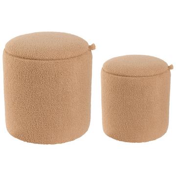 Lot de 2 poufs avec rangement en Bouclé Scandinave BEREA