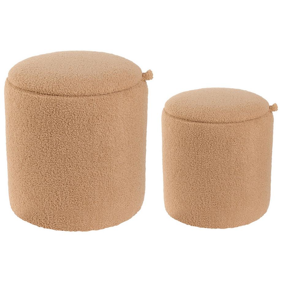 Lot de 2 poufs avec rangement en Bouclé Scandinave BEREA