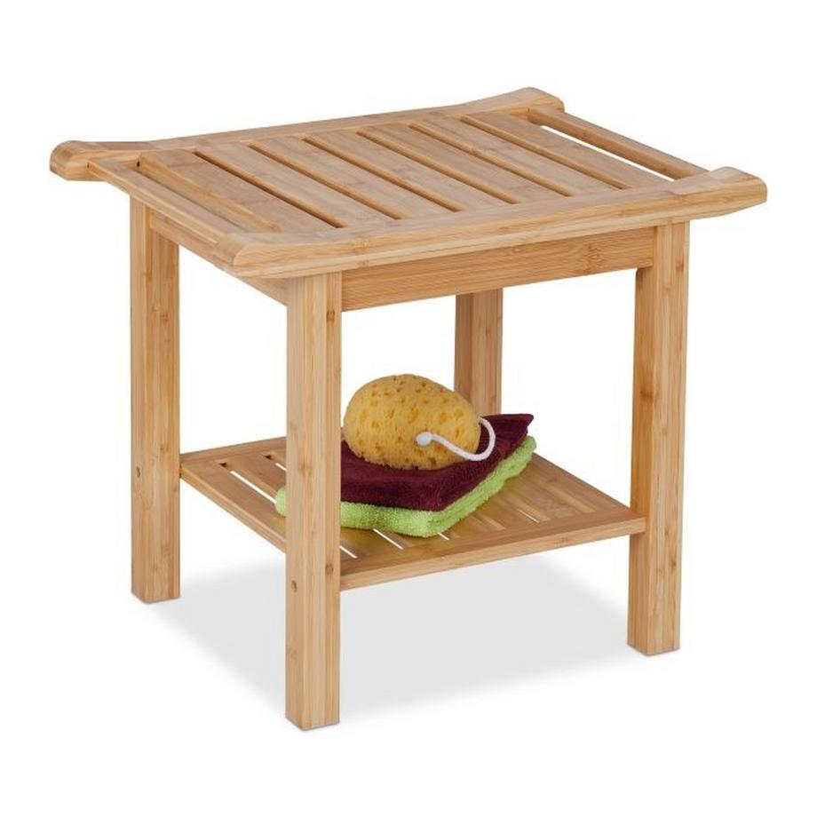 Northix  Bambus-Badhocker mit Griff und Ablage 