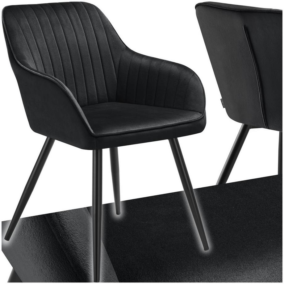 Chaise de salle à manger MARILYN en velours matelassée et capitonnée