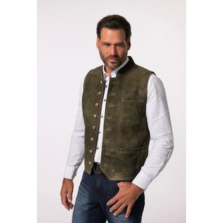 JP1880  Gilet in tradizionale stile Tracht di pelle scamosciata di capra con colletto alto 