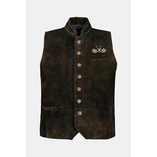 JP1880  Gilet in tradizionale stile Tracht di pelle scamosciata di capra con colletto alto 